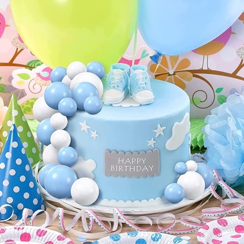 Dekoracja na tort topper urodziny kula na piku kulka niebieski 2 cm 10x
